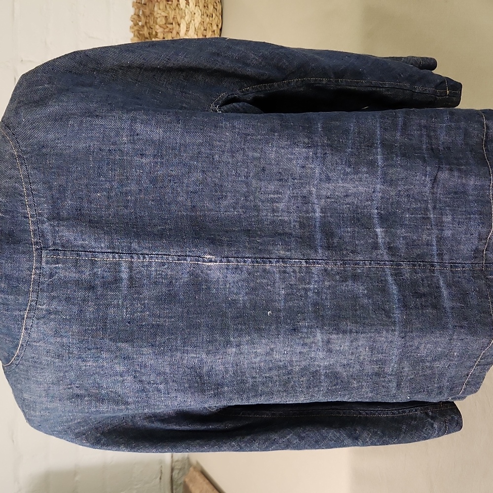 Talbots Blue Denim Jacket with Bow Accent SZ 16 Linen - Picture 4 of 9
